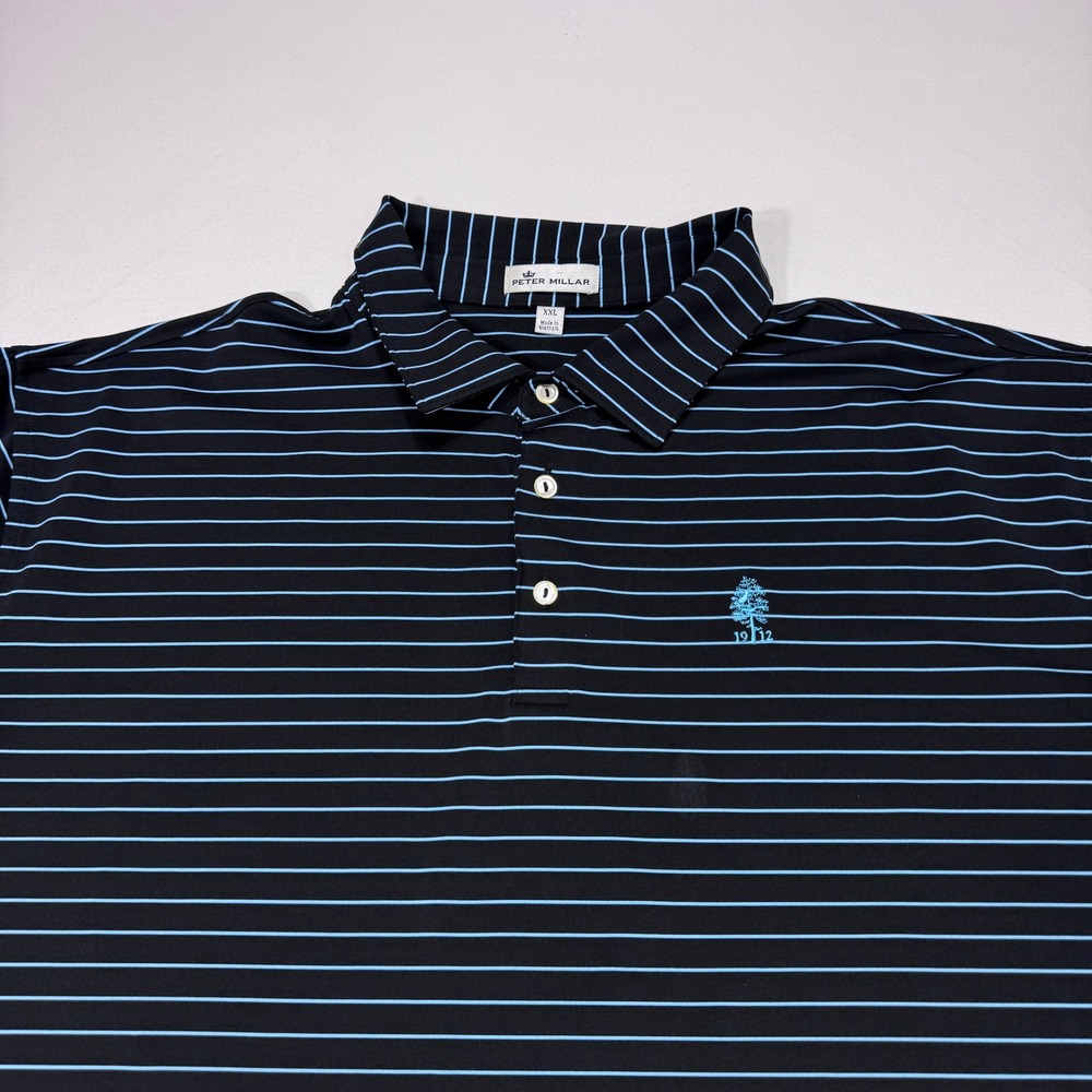 Peter Millar Polo Shirt Men's 2XL Black Blue Plymouth Meeting Country Club Golf